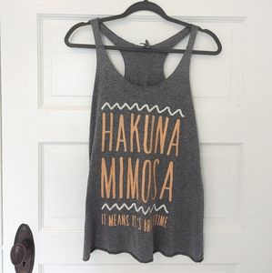 Hakuna Mimosa graphic racerback tank | Gray | Size M Medium